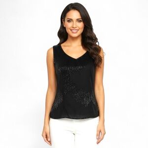 Mark & John by Gopal Black Beaded Sleeveless Blouse – Size Large